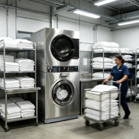 Laveuse-sécheuse commerciale Tolcat à haute efficacité, type empilable, longue durée de vie, système de lavage et de séchage indépendant
