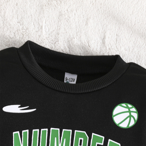 Conjunto de 2 Piezas para Bebé Niño, Camiseta y Pantalones Largos, Diseño Deportivo Casual de Baloncesto, Cómodo, Otoñal, con el Número 23 Estampado - Product Image 3