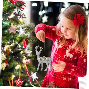 Navidad Flocking Plastic Flashing Reindeer Christmas Reindeer Wooden Elk Ornaments Xmas Holiday Decorations - Product Image 5