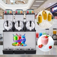 Machine à slush commerciale en acier inoxydable 12L, 1/2/3 réservoirs, pour smoothies et boissons glacées, sans glace nécessaire