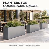 Jardinière rectangulaire en acier fin, finition mate thermolaquée, pour jardin extérieur, commande en gros OEM ODM