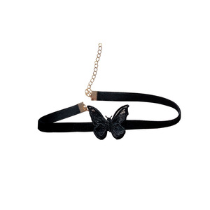 Japanische koreanische schwarze Spitze verstellbare Choker Samt Schmetterling Halskette Trendy Stoff Accessoires für Frauen für Party oder Geschenk - Product Image 3