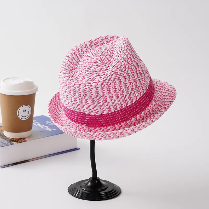 Topi bucket visor wanita keluaran baru topi anyaman tangan musim panas matahari luar ruangan topi wanita pantai bepergian buatan tangan topi jerami dapat dilipat
