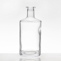 Bouteille de spiritueux en verre cristal cylindrique de qualité supérieure, vide, avec bouchon en liège, pour whisky, brandy, rhum, tequila, liqueur