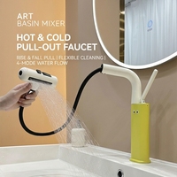 Robinet de salle de bain moderne multifonctionnel MOSHE pour enfants, à poignée unique, finition laiton coloré, pour usage hôtelier