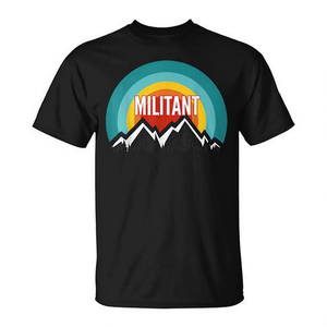 Camiseta Militant Vintage Retro Sunset para hombre, camiseta gráfica negra - Product Image 2