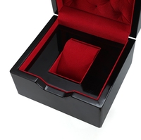 Boîte à montre simple en bois avec finition piano personnalisée, étui de luxe, intérieur en cuir/daim synthétique, emballage cadeau exclusif, logo personnalisé