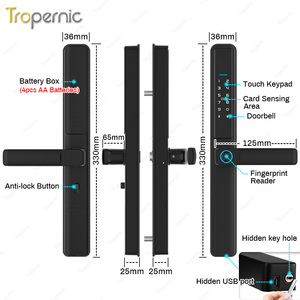 Tropernic tuya ttlock thời tiết sang trọng vân tay mật khẩu điện tử tay nắm cửa khóa kỹ thuật số Wifi thông minh khóa cửa với chìa khóa - Product Image 6