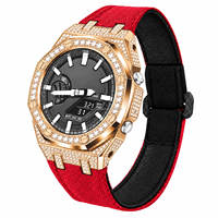Boîtier de montre en métal entièrement serti de zircons 5A, bracelet en acier inoxydable, nylon et fibre de carbone, kit Royal Mod Oak G Ga2100 Shock