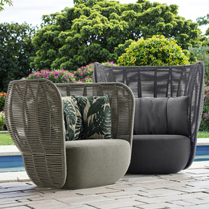MUGAO, muebles modernos, conjunto de jardín Modular de mimbre curvo, pequeño sofá de <span class=keywords><strong>exterior</strong></span> para entretenimiento <span class=keywords><strong>Exterior</strong></span> con bambú para sala de estar - Product Image 1