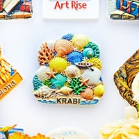 L'âme poétique d'une personne chinoise, Krabi, Thaïlande, aimant de réfrigérateur en mosaïque de coquillages, souvenir de voyage, cadeau, autocollant magnétique 3D