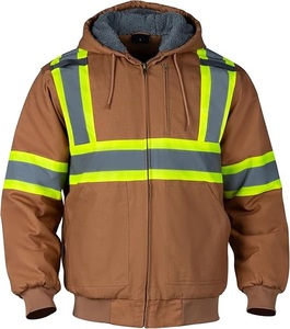 Jaket hoodie pria, jaket hoodie Kerja Keselamatan musim dingin reflektif visibilitas tinggi dengan lapisan kasmir - Product Image 2