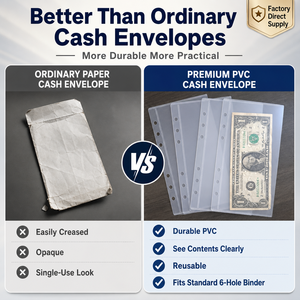 Durable Flexible Frosted Clear PP Refillable Money Savings Planner Insert Zipless Budget Binder Pocket <strong>A6</strong> Non-tab Cash <strong>Envelope</strong> - Product Image 6