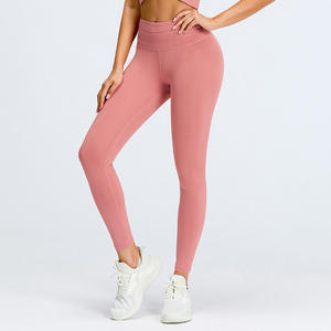 Conjuntos de Pantalones de Yoga para Mujer al por Mayor, Diseño Sólido, Cintura Alta, Personalizables, 100% Poliéster, Secado Rápido, Transpirables, con Efecto Push-Up - Product Image 1