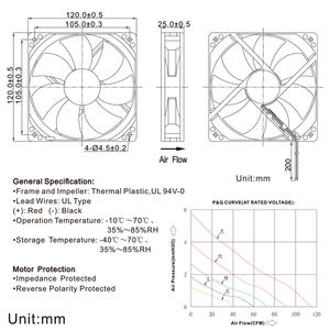 12025 Axiale Koelventilator 120*120*25mm 12V 1.2W Laagvermogen Langdurig voor Defibrillator Pulsoximeter DC Ventilator OEM ODM - Product Image 6