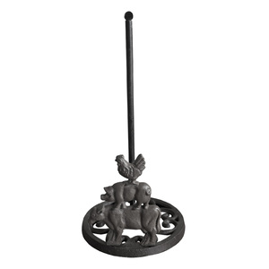 <span class=keywords><strong>Porte</strong></span>-serviettes en papier <span class=keywords><strong>vintage</strong></span> en fonte marron, motif animaux de la ferme (vache, cochon et coq), pour comptoir de cuisine ou salle de bain - Product Image 1