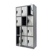Casier de rangement en acier Zoxin gris sur mesure avec serrure électronique pour hôtel, salle de sport et usage en zone de séparation