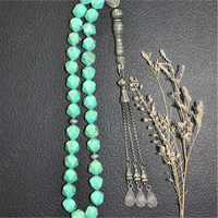 Bracelet chapelet islamique taille diamant turquoise perles de pierre hautement polies avec accessoires en acier inoxydable perles de prière musulmanes