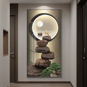 Decorazione per la casa soggiorno pittura creativa del paesaggio astratta di cristallo porcellana moderna pittura di <span class=keywords><strong>vetro</strong></span> con Led - Product Image 3