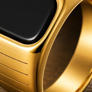 Anillo de banda de eternidad cuadrado de acero de titanio chapado en oro de 18 quilates JLM al por mayor para <span class=keywords><strong>hombre</strong></span>, estilo casual de negocios, banda de anillo de la suerte - Product Image 3