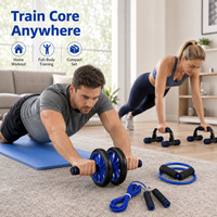 Kit de roue abdominale avec barres de pompes, équipement de gym multifonctionnel 7 pièces pour l'exercice musculaire, vente en gros usine