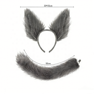 Accesorios de disfraz de <span class=keywords><strong>Animal</strong></span> de Halloween, piel de felpa, zorro marrón, Lobo, perro, orejas de Chacal, diadema y cola - Product Image 5