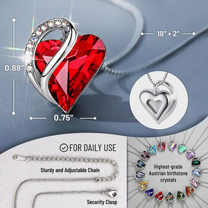 Phụ Nữ Của Bạc Mạ Tình Yêu Birthstone Trái Tim Pha Lê Mặt Dây Chuyền Vòng Cổ Sinh Nhật Đồ Trang Sức Quà Tặng Cho Mẹ Vợ Có Tính năng Của <span class=keywords><strong>Ruby</strong></span> Hợp Kim - Product Image 3