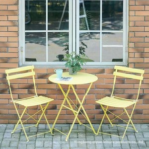 Wholesale Wrought Iron <strong>Bistro</strong> <strong>Set</strong> 3 Pieces Folding Outdoor Dining <strong>Set</strong> Weather Resistant Metal Garden Furniture for Cafe Hotel - Product Image 5