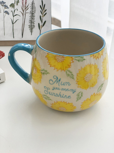 Taza de Cerámica Pintada a Mano con Diseño de Crisantemo, Regalo para el Día de la Madre, Taza con Diseño de Puntadas para Mamá - Product Image 2