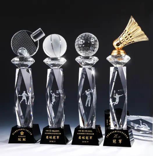 Cheap Wholesale 3D laser engraving K9 Blank Crystal sports/Music/dance/Badminton/footballTrophies Award Crystal Gift In Stock