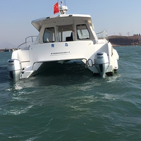 Catamaran à cabine fermée de 11,6 m, bateau à moteur à deux coques, en fibre de verre blanche, bateau marin côtier