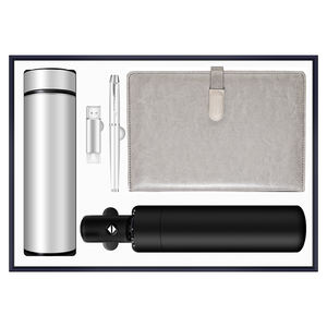 Ensemble cadeau de bienvenue au style professionnel exquis : Parapluie à ouverture <span class=keywords><strong>et</strong></span> fermeture automatiques, Thermos en acier inoxydable, Carnet A5, Clé USB 16 Go - Product Image 2