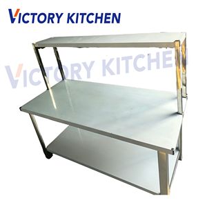 VCT Heavy-Duty Stainless Steel Condiment Bar 2-Layer <b>Worktable</b> Top Shelf with 300KG Capacity - Product Image 6