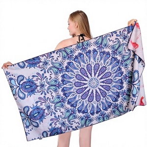 Toalla de playa de microfibra a rayas con logotipo de gran tamaño sublimado digital al por mayor personalizado sin arena de secado rápido para piscina cabaña - Product Image 1