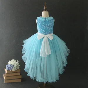 2024 nueva llegada vestido de fiesta azul corto frente largo espalda vestidos para niñas vestido disfraz