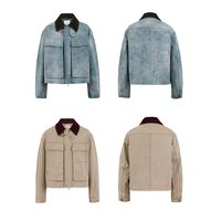 Veste utilitaire OEM pour homme en coton texturé, style vintage, délavée et vieillie, col montant, multi-poches cargo, coupe ample, coupe-vent, vêtement de travail