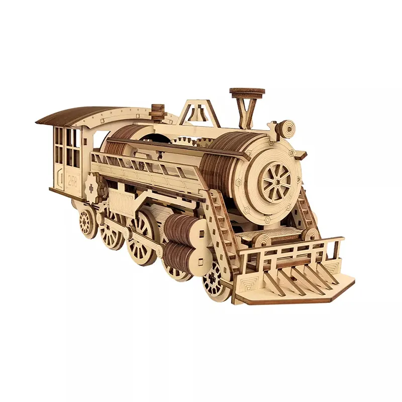 Presa di fabbrica treno a vapore fai da te Puzzle in legno 3D ad alta difficoltà adulto assemblato modello meccanico regalo giocattolo educativo per bambini