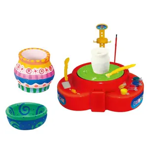 Brinquedo elétrico máquina de vasos, diy, pintura à mão, argila, conjunto de artesanato, brinquedo de plástico para crianças, kit de argila