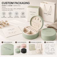 Étui de voyage rond en cuir PU avec logo personnalisé, poignée, support pour colliers, plateau à bagues, couleur personnalisée, vente en gros, boîte cadeau en vrac