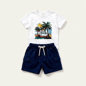 Conjunto de Camisa y Pantalones Cortos Hawaianos Tropicales para Niños Pequeños Profit King, Ropa de Vacaciones de Verano, Modelo CN 2026.5, Lote Mixto 48H - Product Image 1
