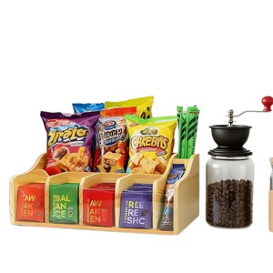 Wooden snack storage <b>box</b> with compartments, desktop <b>tea</b> bag and coffee bag storage <b>box</b>, solid wood multi-compartment - Product Image 5