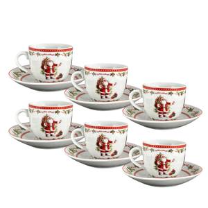 ENSEMBLE DE 6 Tasses et soucoupes en porcelaine 90ML SANTA CLAUS DIAM. 6CM H 5CM - Product Image 1