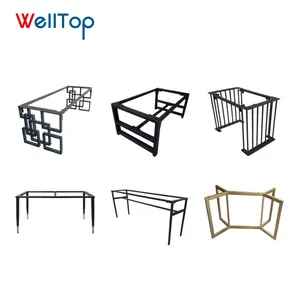 WELLTOP โต๊ะเหล็กหล่อแบบฝาพับสำหรับกาแฟ,ฐานขาโต๊ะสีทองสำหรับโต๊ะกระจก VT-02.009