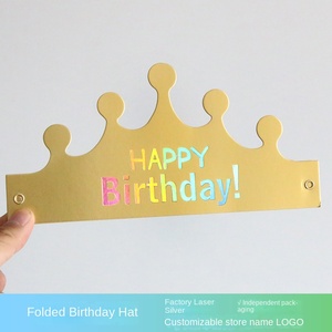 Có Thể Điều Chỉnh Kích Thước Gấp Giấy <span class=keywords><strong>Hat</strong></span> Với Vàng Vương Miện Sinh Nhật Đảng Mũ Nón Cho Người Lớn Trẻ Em Cho Lễ Kỷ Niệm Trang Trí - Product Image 5