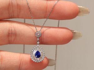 Pendentif de luxe Xinfly en or véritable 18 carats et saphir, diamant naturel 0,45 carat pour femmes, idéal pour les soirées, sans chaîne - Product Image 5