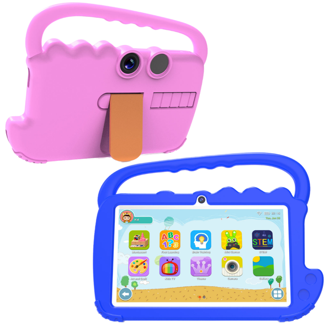 For Kids 7 Inch Bright-Color Kids Tablet with Capacitive Screen Animal Design Educational Learning Android Tab Free Shipping USA