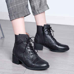 Botas de Piel de Becerro con Tacón Grueso Estilo Británico de Lujo para Mujer, Forradas de Felpa, Cálidas, Retro, con Parches, para Otoño e Invierno, Tallas Grandes, con Forro de Piel Térmico - Product Image 5