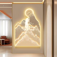 Art déco, peinture murale lumineuse LED, décoration intérieure, peinture pour salon, fond de mur, plaque en cristal de carbone, paysage de montagne