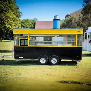 Camion de distributeur automatique de nourriture de camion de nourriture multifonctionnel de luxe grande remorque mobile carrée de nourriture pour la restauration rapide de rue