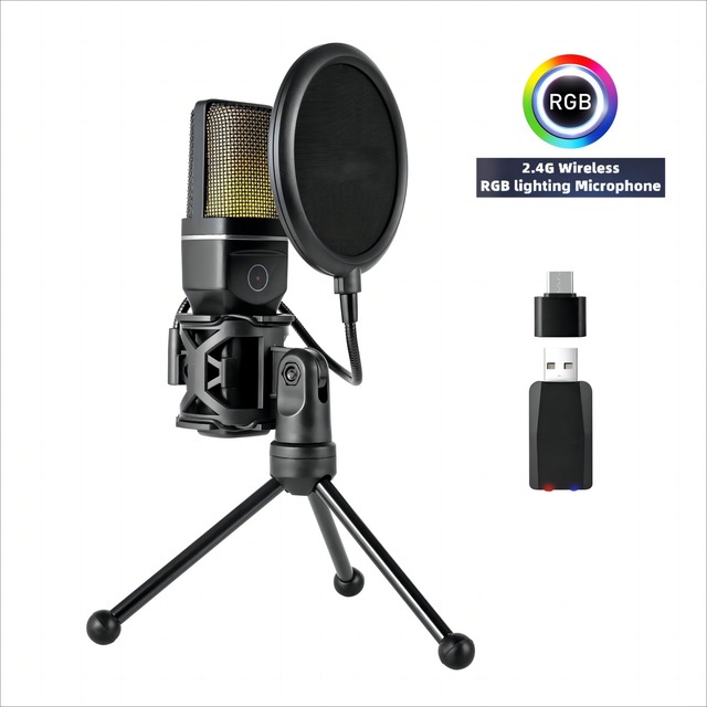 Professional Wireless Desktop Micro Brand Usb Condenser Mechanical Gaming Microphone for Podcast/Recording/Streaming